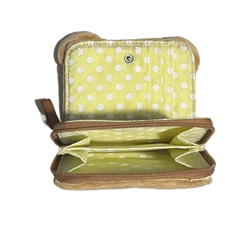 designer Japanese Style Cute Plush Rilakkuma Wallet for Women, Student Short Zipper Multi-Card Slot Bank Card Coin Purse