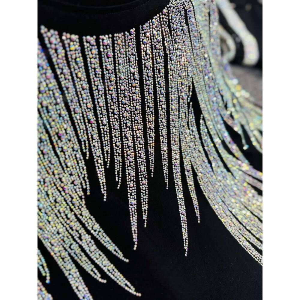 Rhinestone Brand Tshirt Dresses for Women New Elegant Evening Party Short Sleeve Loose Fit Y2K Womens Plus Size Clothing