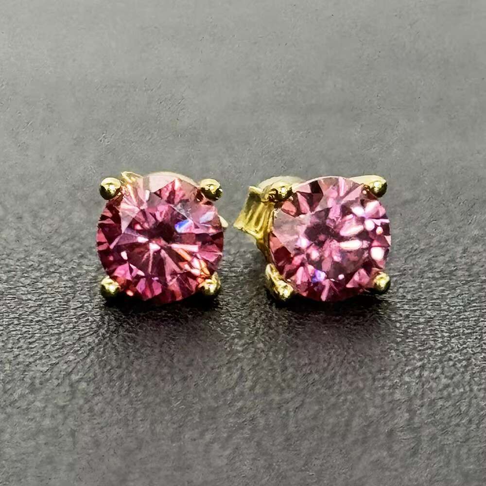 New Trend Moissanite Lab Diamond Earring Women Men Gifts Colorful Blue Green Pink 14K Gold Plated 925 Sterling Silver Ear Studs