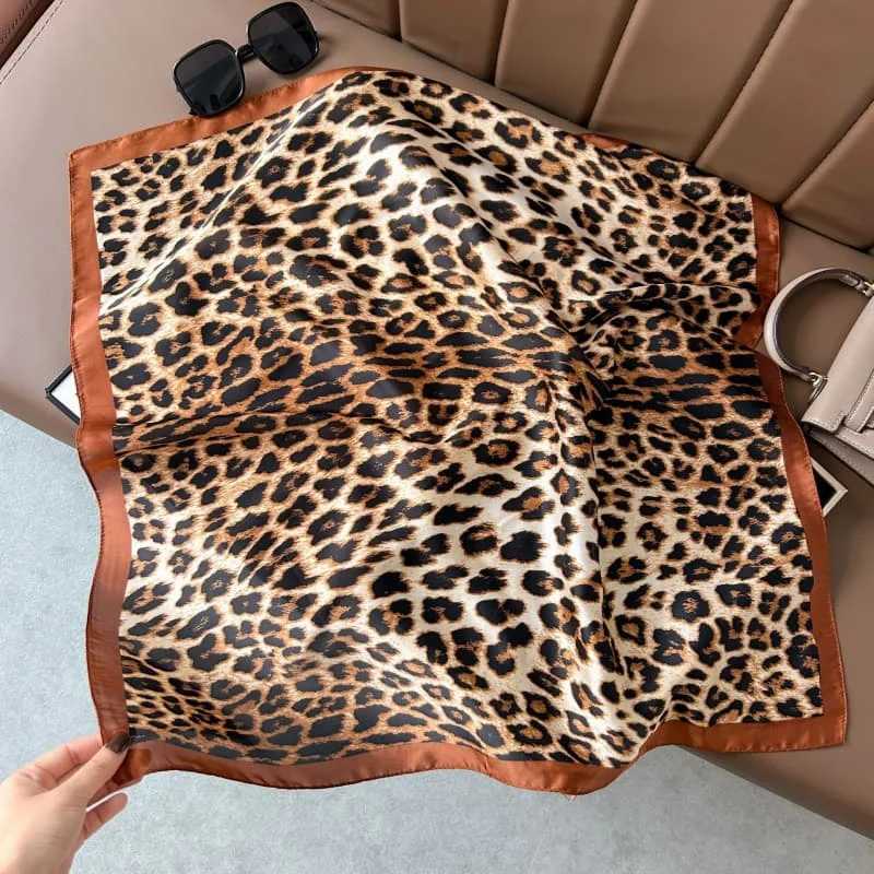 68cm Polka Dot Leopard Print Scarf for Women Spring and Summer Thin Imitation Silk Scarf Trendy Versatile Headscarf Shawl W250602