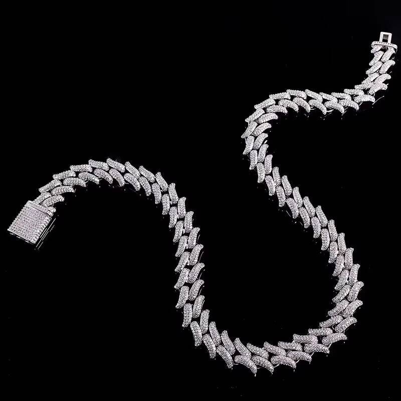 Hip hop jewelry necklace ice out Moissanite Cuban men's chain