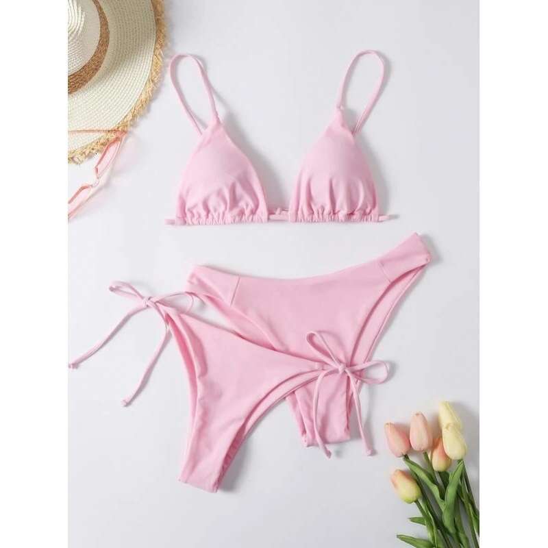 Mingyi's popular multi-color solid color split three-piece set European and American bikini swimsuit women's 2025 new casual versatile fashi