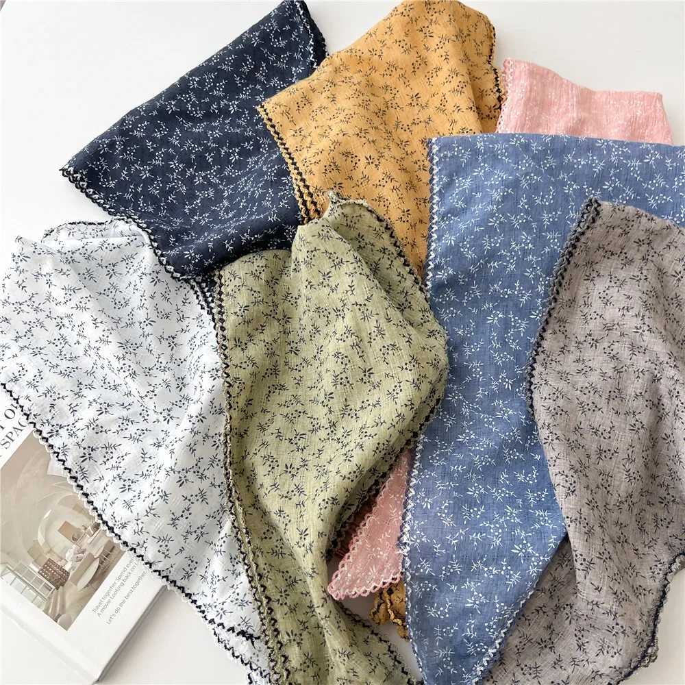 Simple Floral Scarves Triangle Headscarf Summer Outdoor Head Neck Sun Protective Scarf for Women W250602