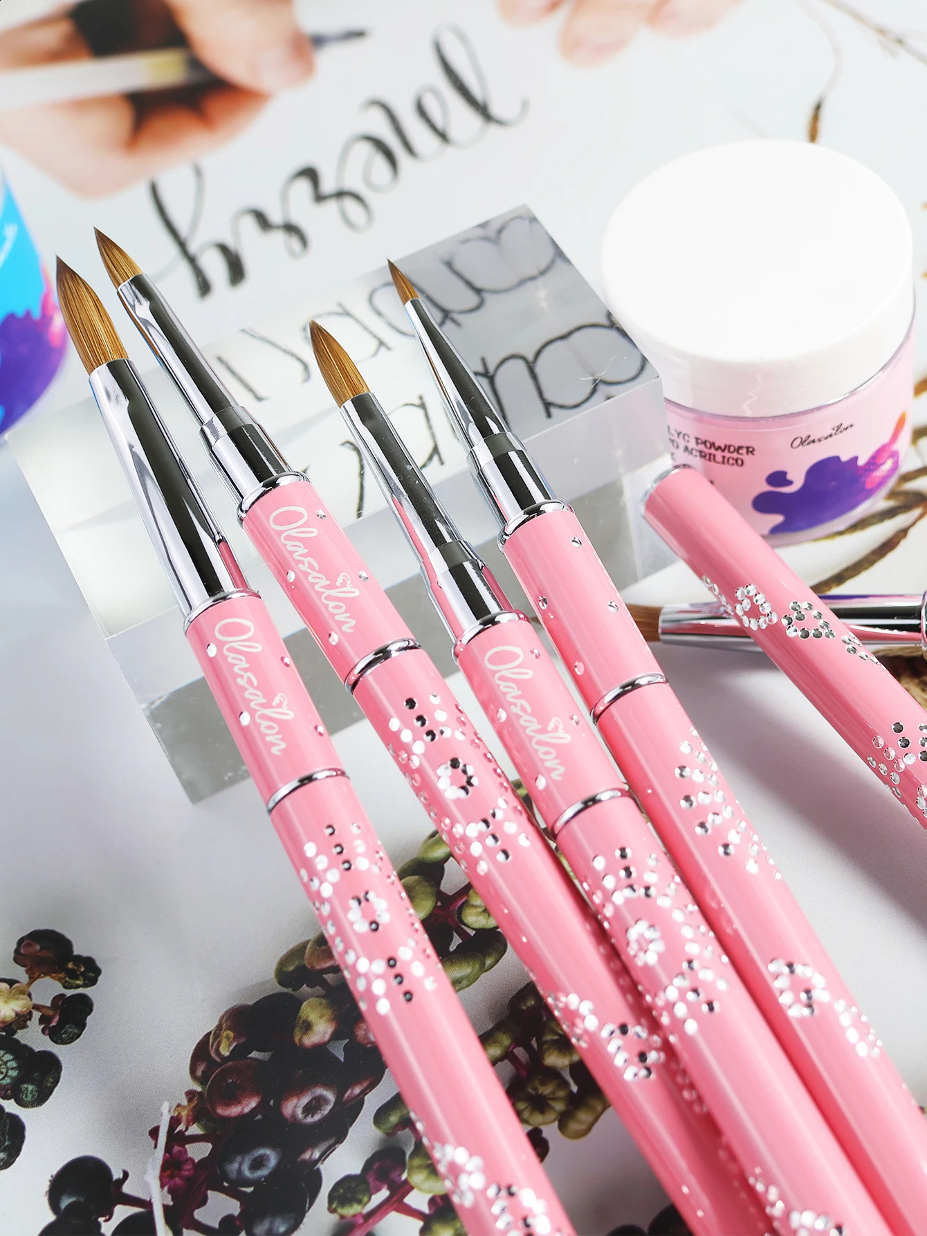 100% Kolinsky acrylic nail brush acrylic nail brush special for manicure pink metal handle classic style 250528