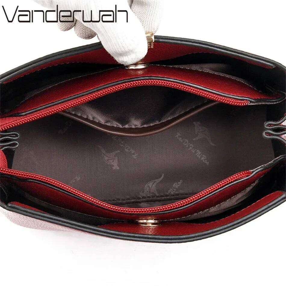 Solid Color Designer High Quality Leather Women's Handbag Purses Multifunctional Ladies Shoulder Messenger Bags Sac Femme