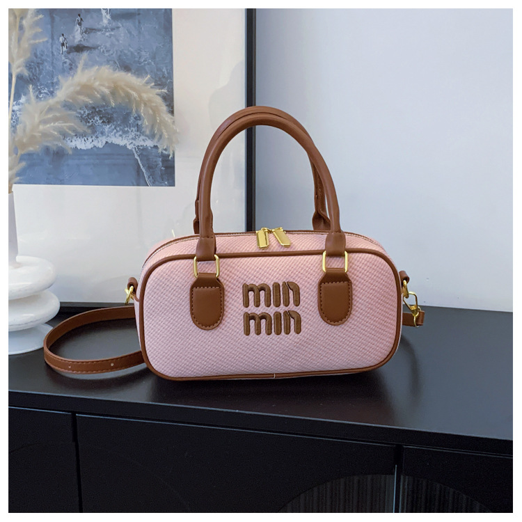 Modern Retro Boston Color-Blocked Handheld Pillow-Style Small Handbag for Women 2025 Style Versatile and Fashionable Shoulder and Crossbody Bag