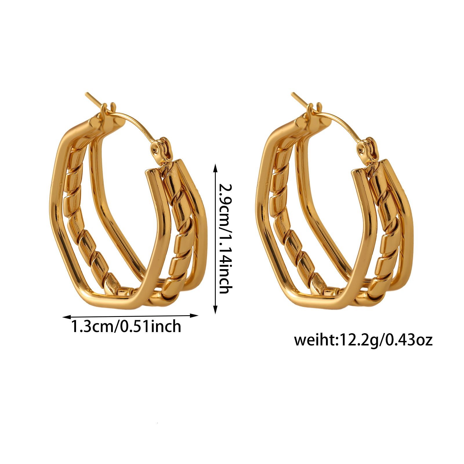 Square Geometric Women's C-Shaped High-End Sense Hoop Hepburn Style Earring