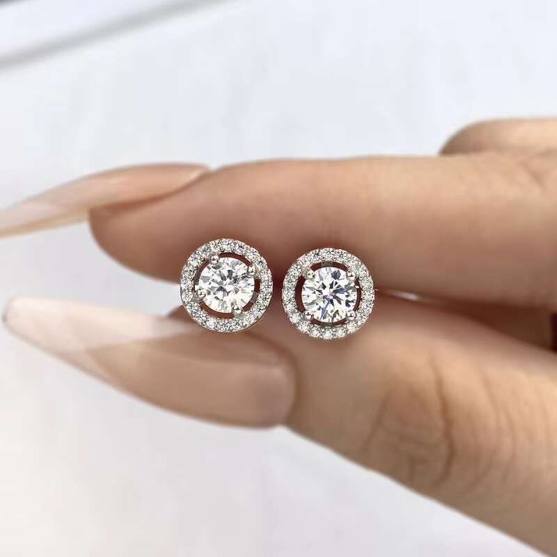 Fashion Hip Hop Gra Certified Diamond Moissanite Vintage Stud Earrings 925 Silver 18k Gold Plated Women Engagement Fine Jewelry