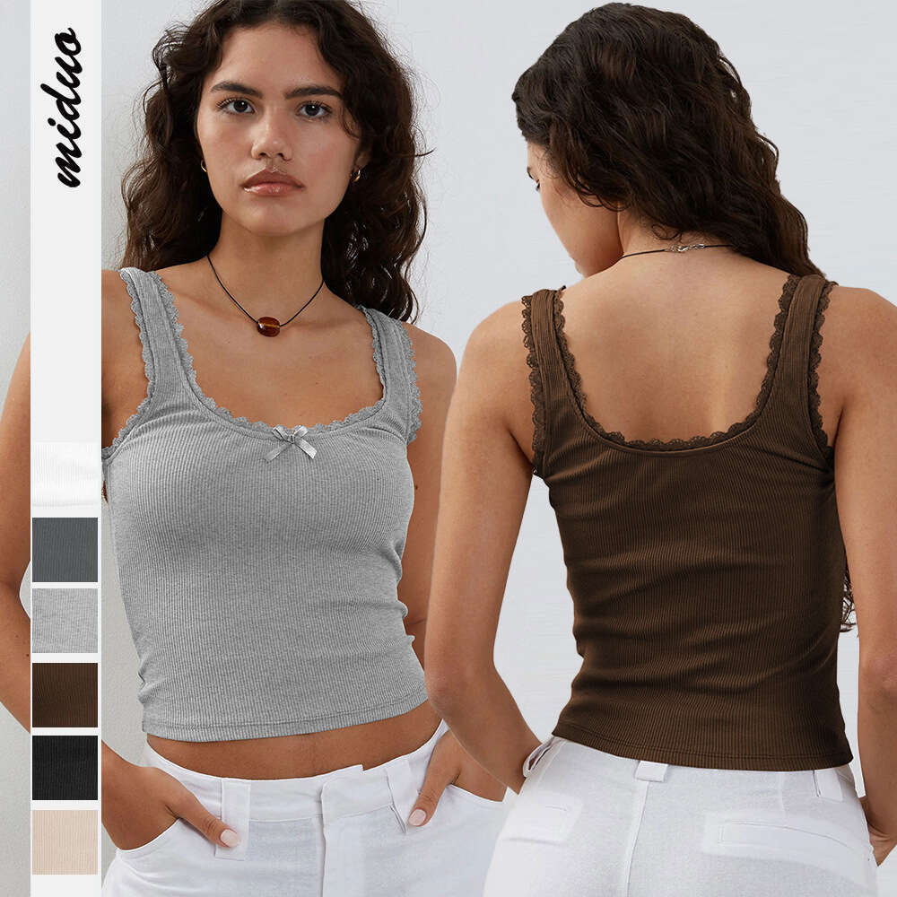 Women's Fashion Hot Girl BM Camisole Y2K New Lace Trim Pure Desire Style Top Base Knitwear