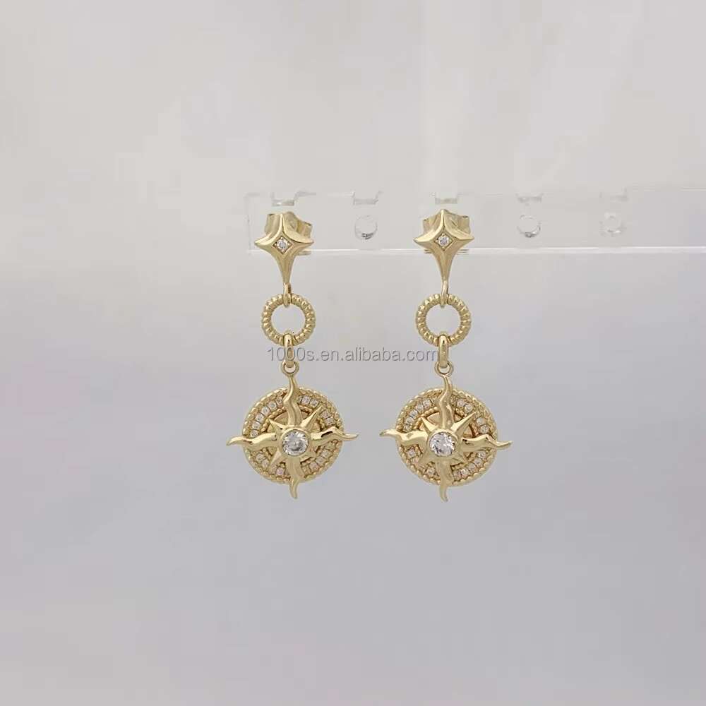 New Arrival 14K Real Yellow Gold Moissanite Drop Stud Earrings Fine Jewelry for Women