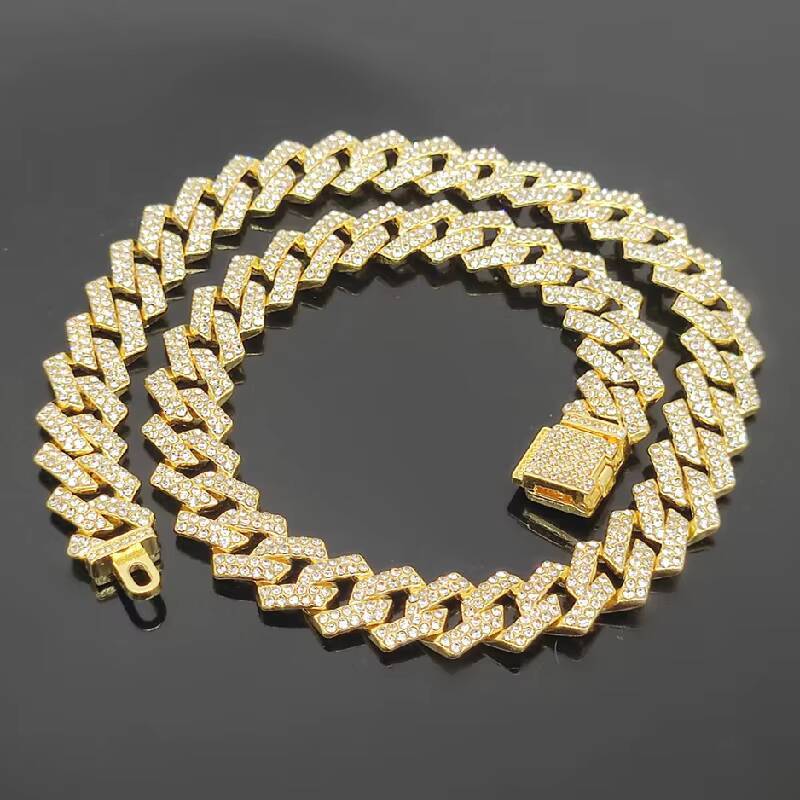 Fashion Gold Collar Cuban Accessories Full Hip Hop Iced Set Miami Men's and Women's Necklace Bracelet