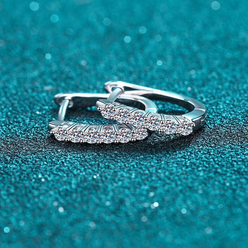 925 Sterling Silver Hoop Earrings with Moissanite Stones, Simple and Elegant Design, Perfect for Everyday Wear or Special Occasions, Gift-Ready