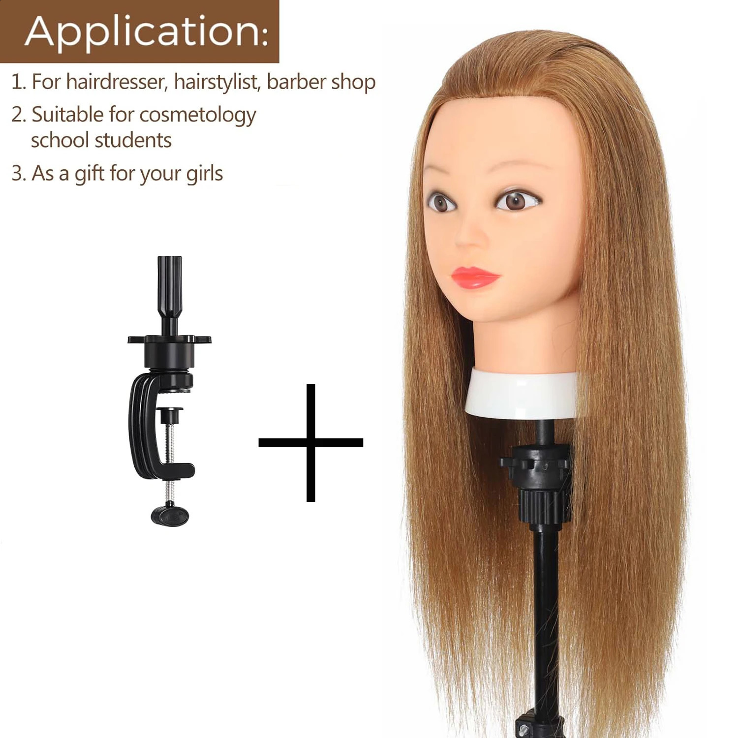 100% Real Hair Mannequin Head With Human Hair Hairdresser Cosmetology Mannequin Manikin Training Practice Styling Doll Head 250529