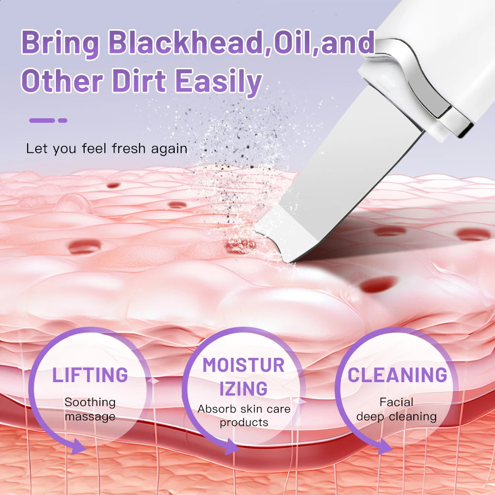 Ultrasonic Peeling Machine Skin Care Blackhead r Device Face Cleaning Pore Cleanser Massager Skin Scrubber 250523