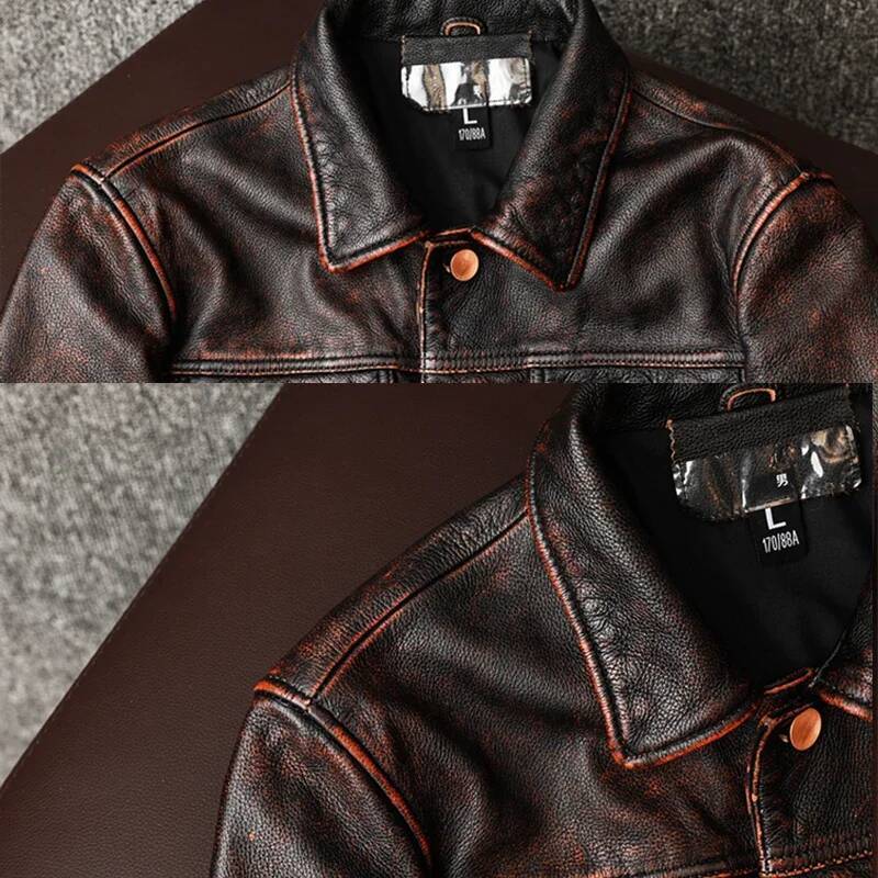 COPERSIAN Vintage Men Jackets Cowhide Motorcycle Genuine Motor Biker Clothing Distressed Leather Coat Air Force