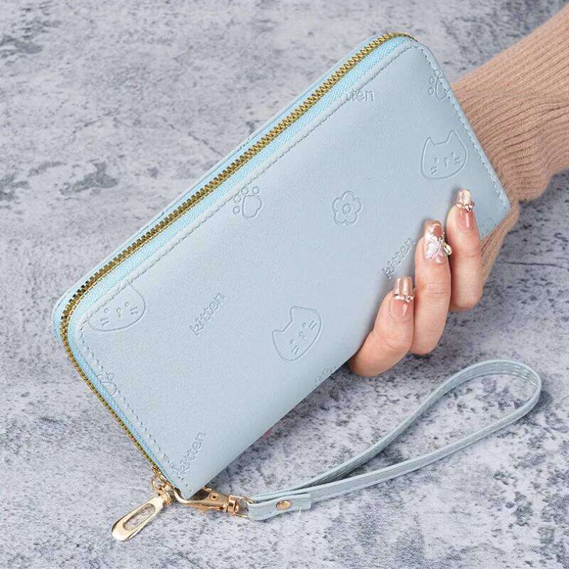 Korean Version Long Wallet, Women's Fashionable And Simple Zipper Coin Purse, Large Capacity Multi-Slot Card Bag, Female Kitten