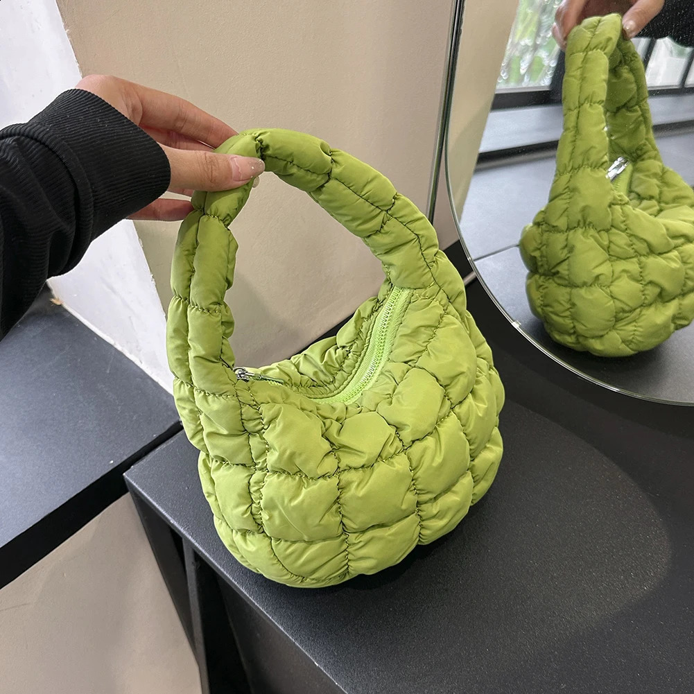 Mini Cloud Pleated Bags for Women Casual Quilted Handbag Nylon Padded Handle Bags Soft Puffy Bag Underarm Bag 250530