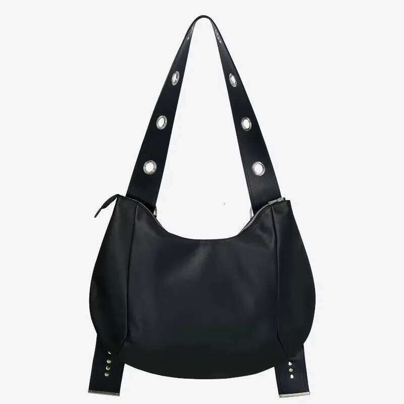 Designer Bags 2025 Bella Wide Strap Hobo Korean Brand Moto Styling Punk Belt Buckle Rivet Shoulder Large Capacity Designer Cross Bag Luxury Bag