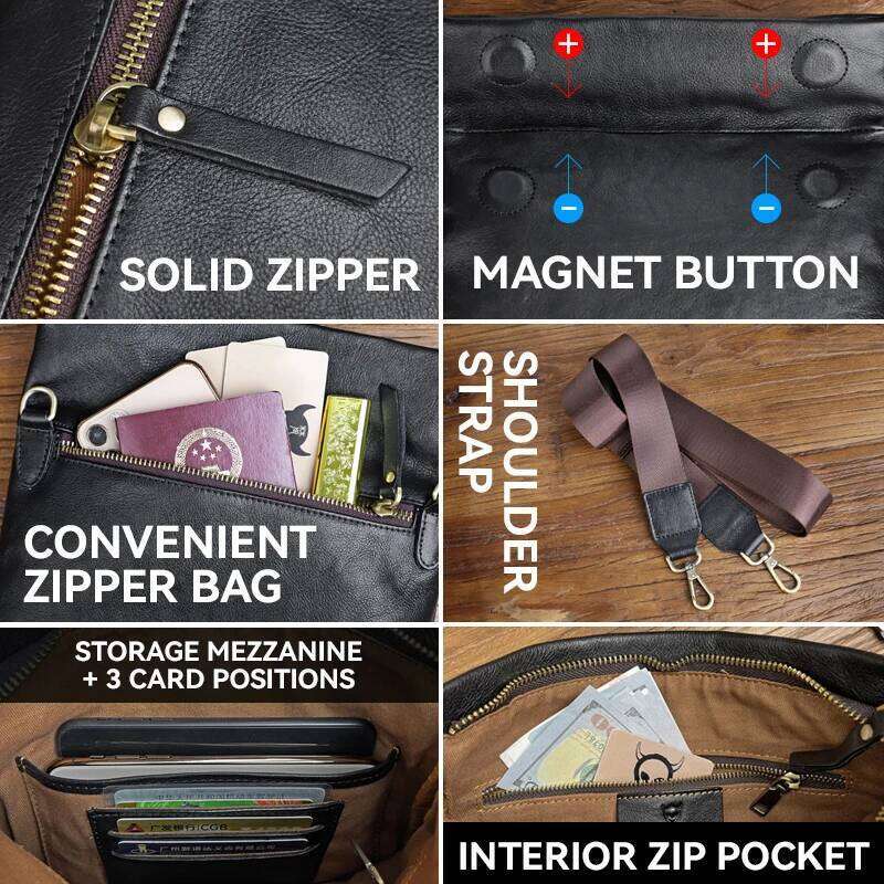 Men's Shoulder Casual Genuine Leather Chest Crossbody Messenger Bag For Men Large Capacity Business Handbag Clutch Pack