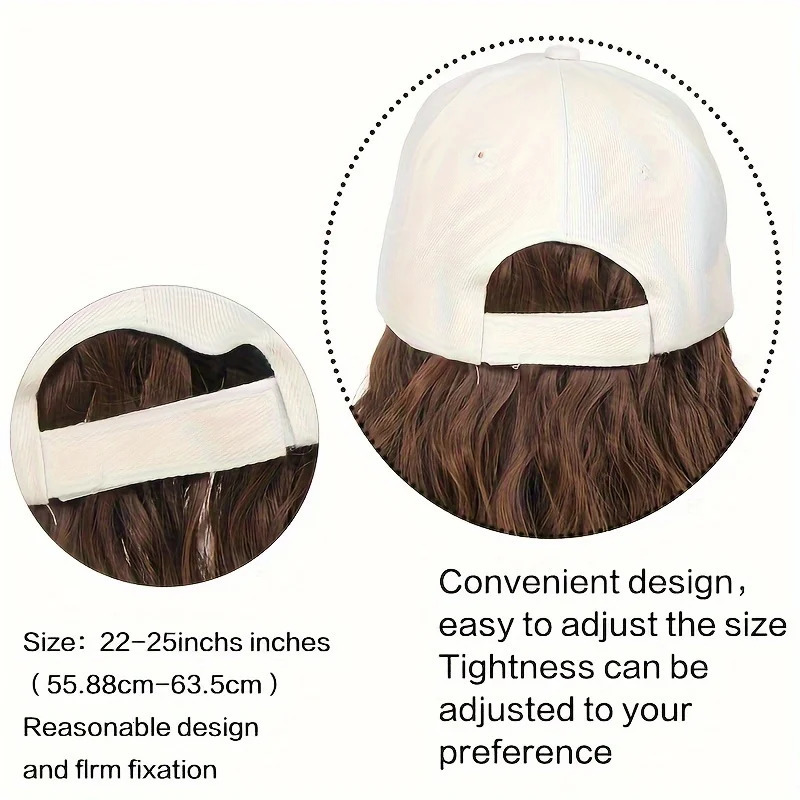 Hat Wig for Women Short Wave Baseball Cap Wig with Curly Synthetic Hair Extensions Adjustable Brown Black Baseball Hat Wig 250530