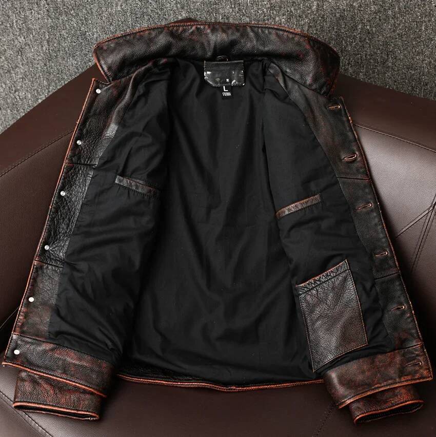 COPERSIAN Vintage Men Jackets Cowhide Motorcycle Genuine Motor Biker Clothing Distressed Leather Coat Air Force