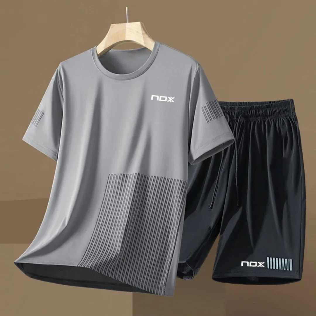 2025 summer mens 3D printed short sleeve suit fitness tennis sportswear round neck Tshirt shorts wear 250530