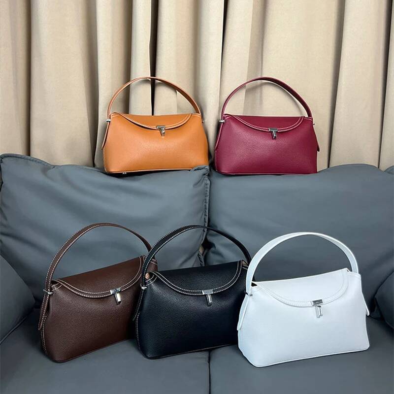2025 New Women's Flip up Handbag High quality Litchi Pattern Shoulder Bag Silver Lock Large Capacity Handbag New Fashion Designer Women's Ba
