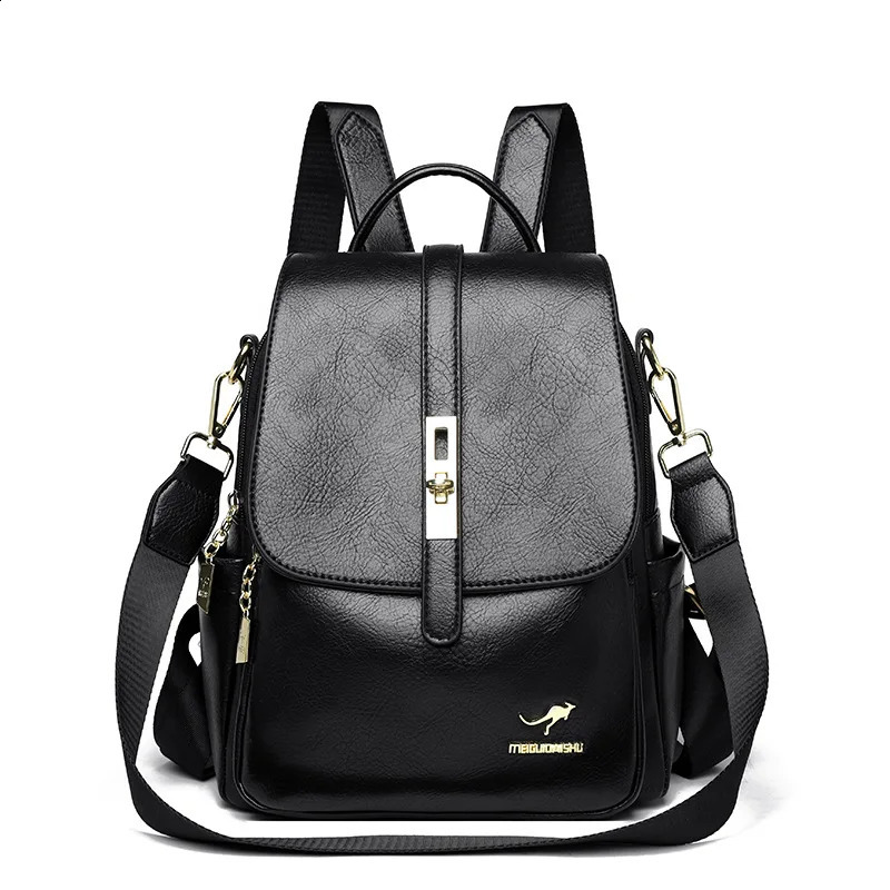 Genuine Leather Shoulder Bag Female Fashion Ladies Backpack Hundred Large Capacity Single Shoulder Bag 250526