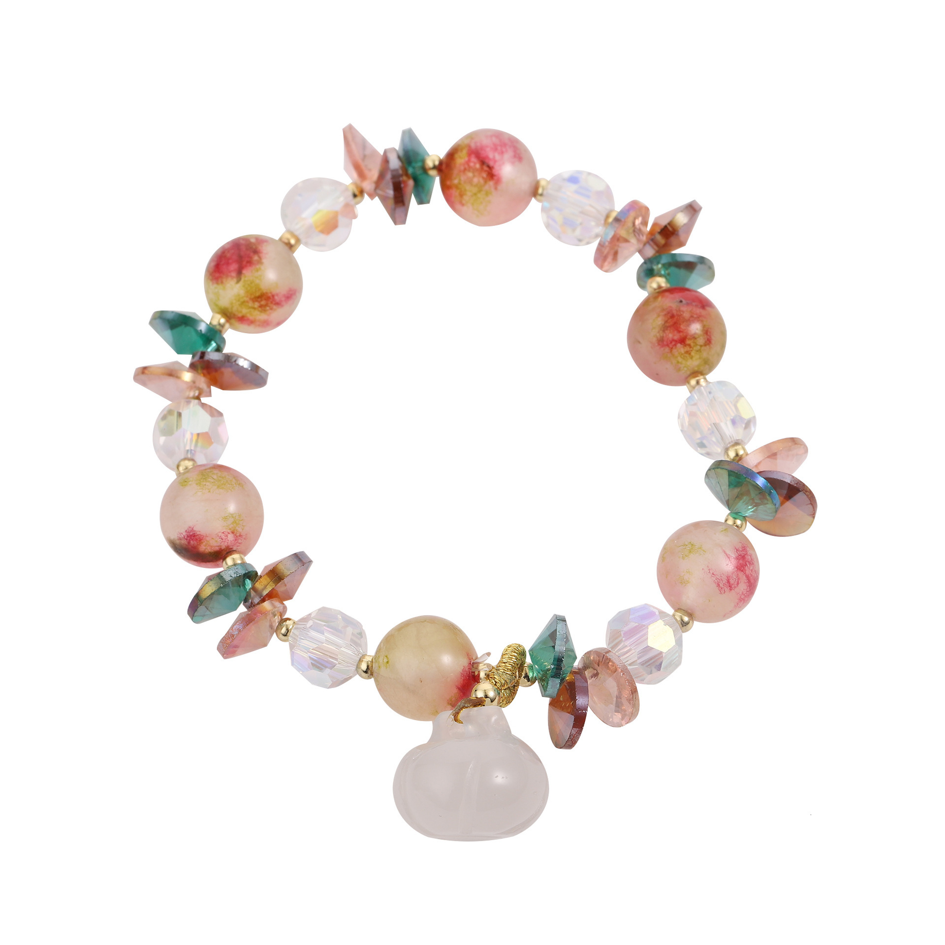 Fashionable rural women's style with colorful electroplated white crystal jade pendant