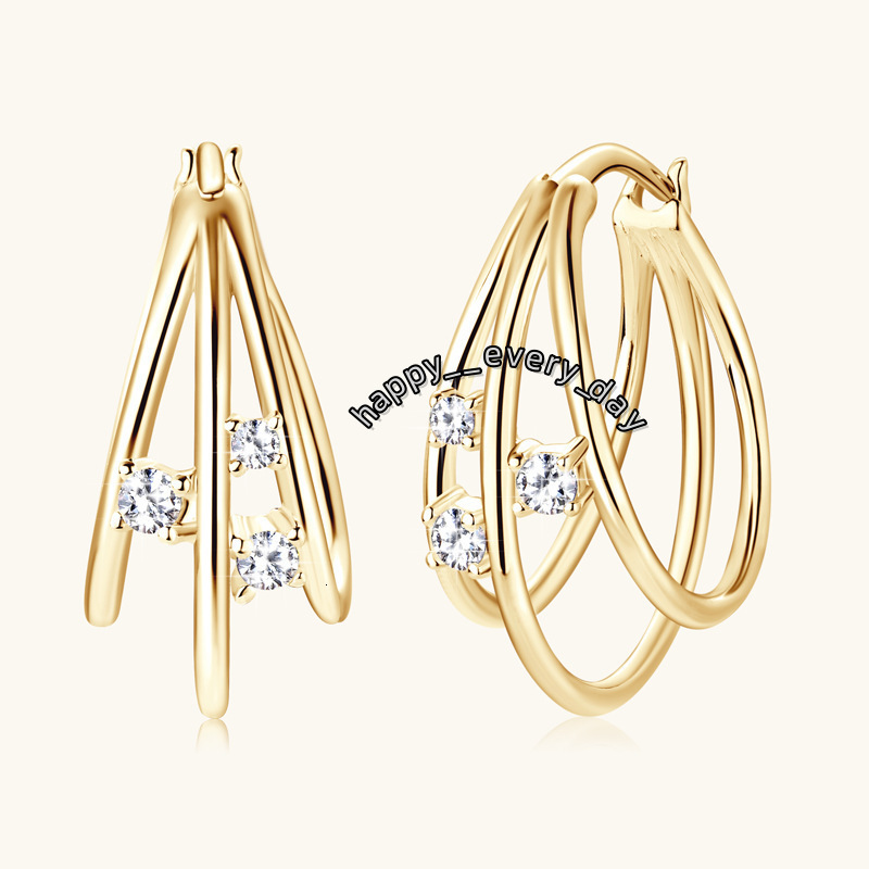 Fine Jewelry 18K Gold Plated Sparkling Moissanite Earrings 0.16 Carat VVS Moisonite Hoop Earings with Gra Certificate