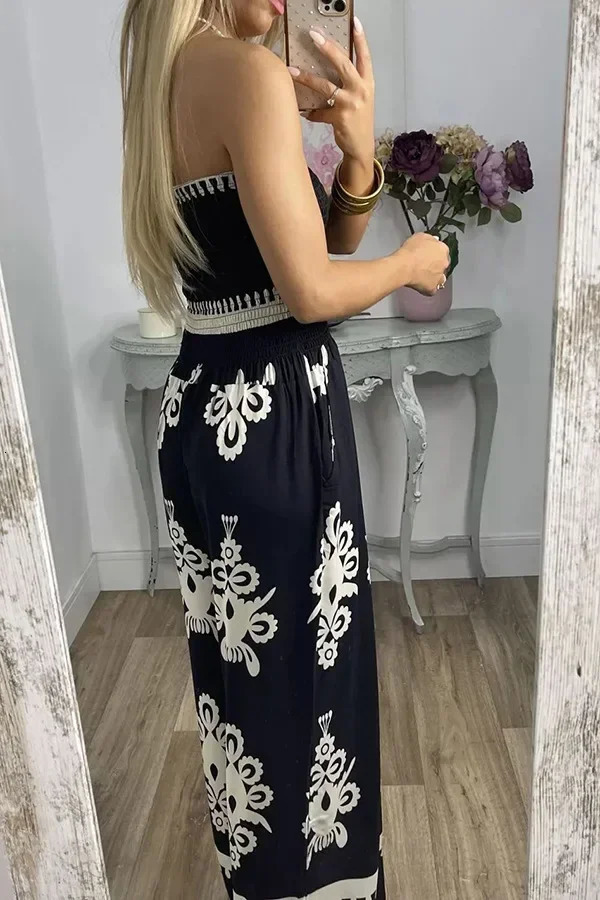 Summer Women Jumpsuit Tube Tops Wide-leg Pants Sexy Elegant Jumpsuits Female Trendy Fashion Casual Clothes Ladies Suit 250530