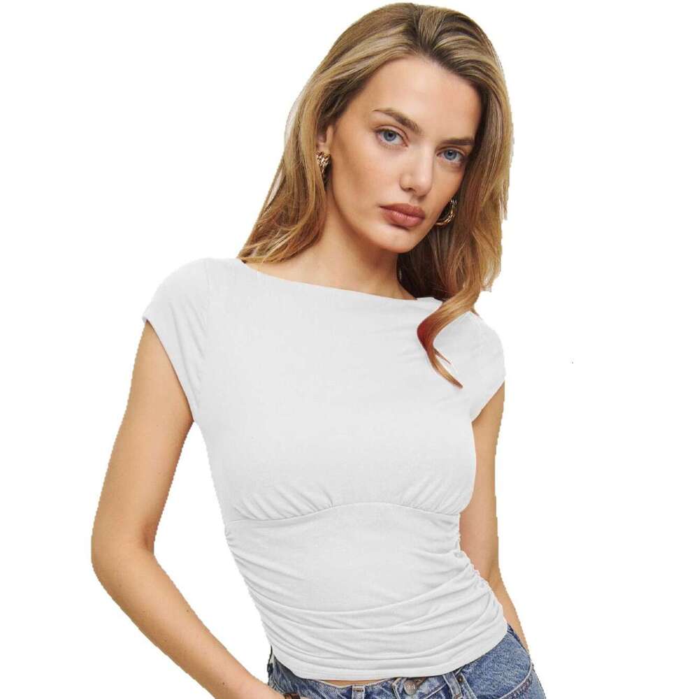 Women's Slim Fit Short Sleeve Summer Solid Color Base T-Shirt New Style