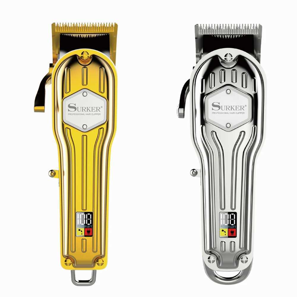 Surker Cordless Barber Hair Clipper Professional Hair Trimmer for Men All Metal Electric Hair Cutter Gold Machine Haircut Pivot S2562