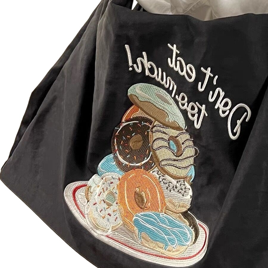 designer Japanese Style Niche Sweet Donut Tote Bag for Women New Large Capacity Nylon Handbag for Class Commuting Casual Bag for Women