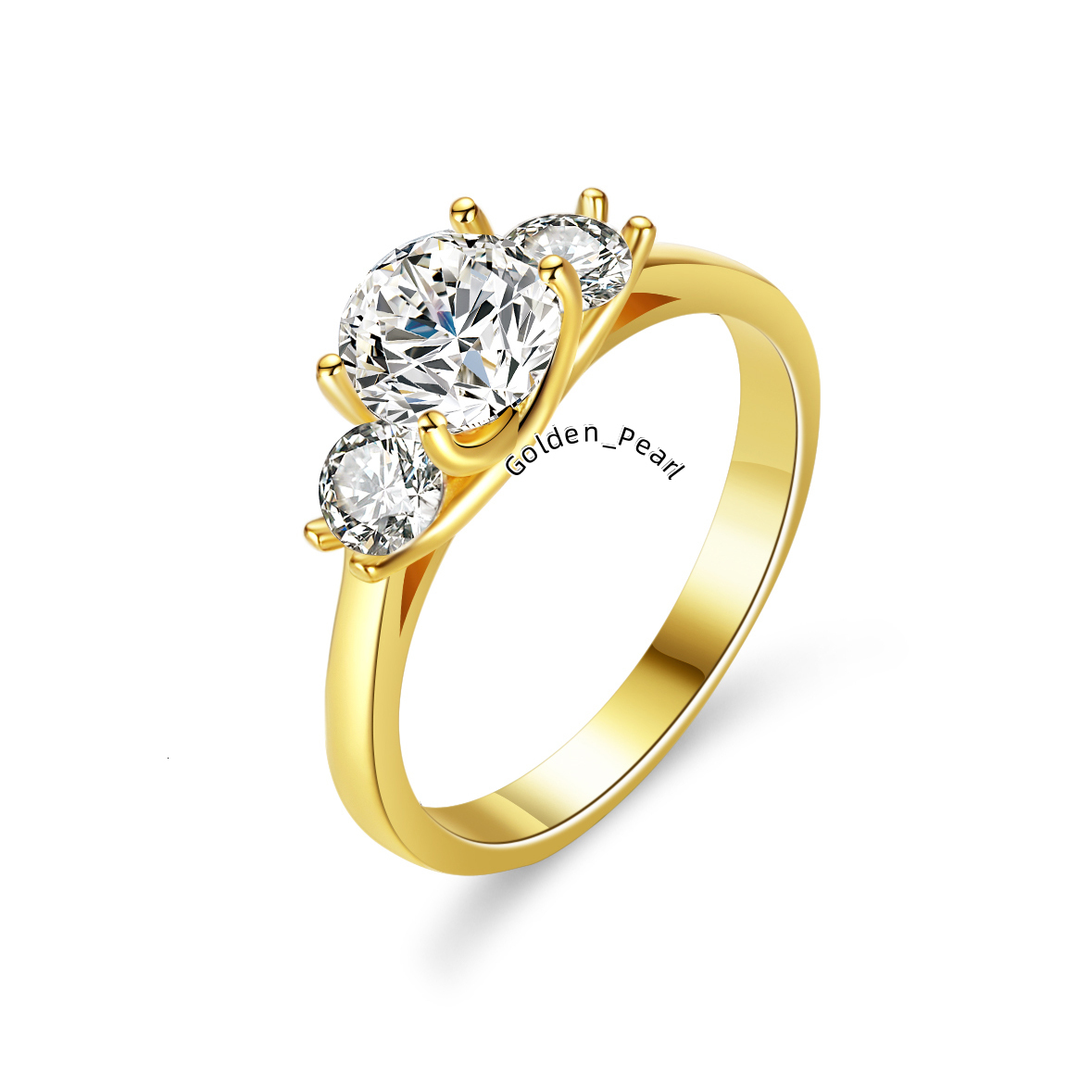 Fine Jewelry Moissanite Diamond Women Ring Three Stone Round Cut 925 Sterling Silver Rings Women Engagement Wedding Promise