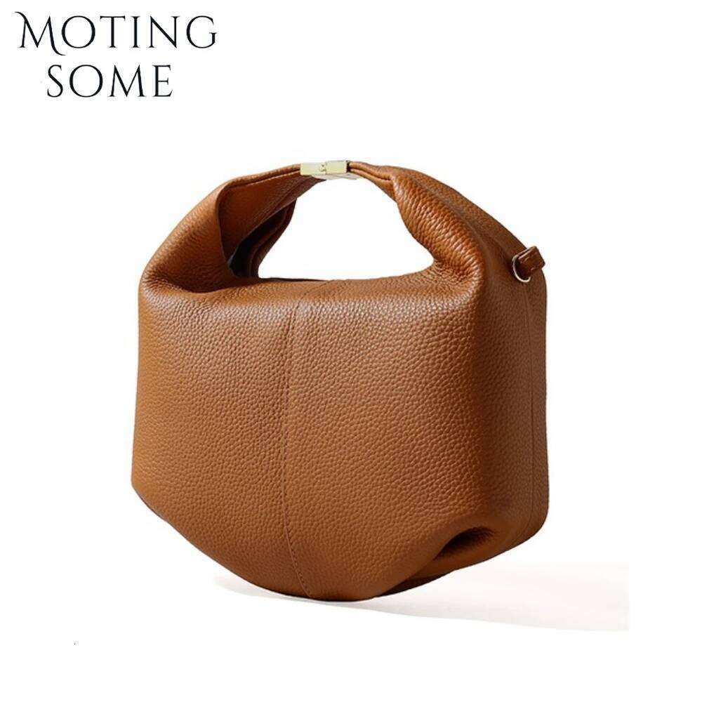 Motingsome French Niche Leather Women's Bag Design Bags Lychee Pattern Cowhide Handbag Fashionable Commuter Saddle 2025 250514