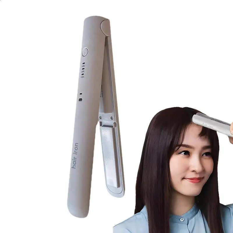 Cordless Curling Iron Mini Hair Straightener Iron Straightening Styling Tools Hair Curler Flat Iron Beard Straightener 250529