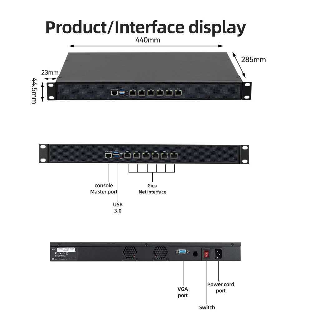 BEBEPC 1U Firewall Appliance Network Security Server Linux Pfsense Rackmount PC PoE i5 3210M 3805 J4125 6*LAN centOS X250602