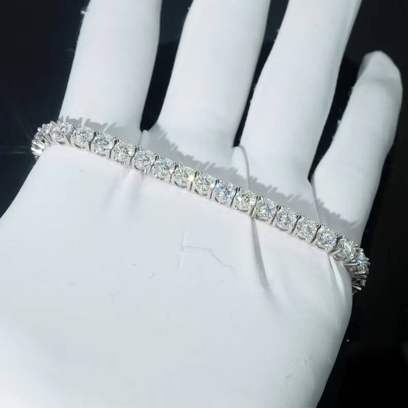High Quality Sterling Sier Hip Hop Silicon Stone Tennis Chain Bracelet