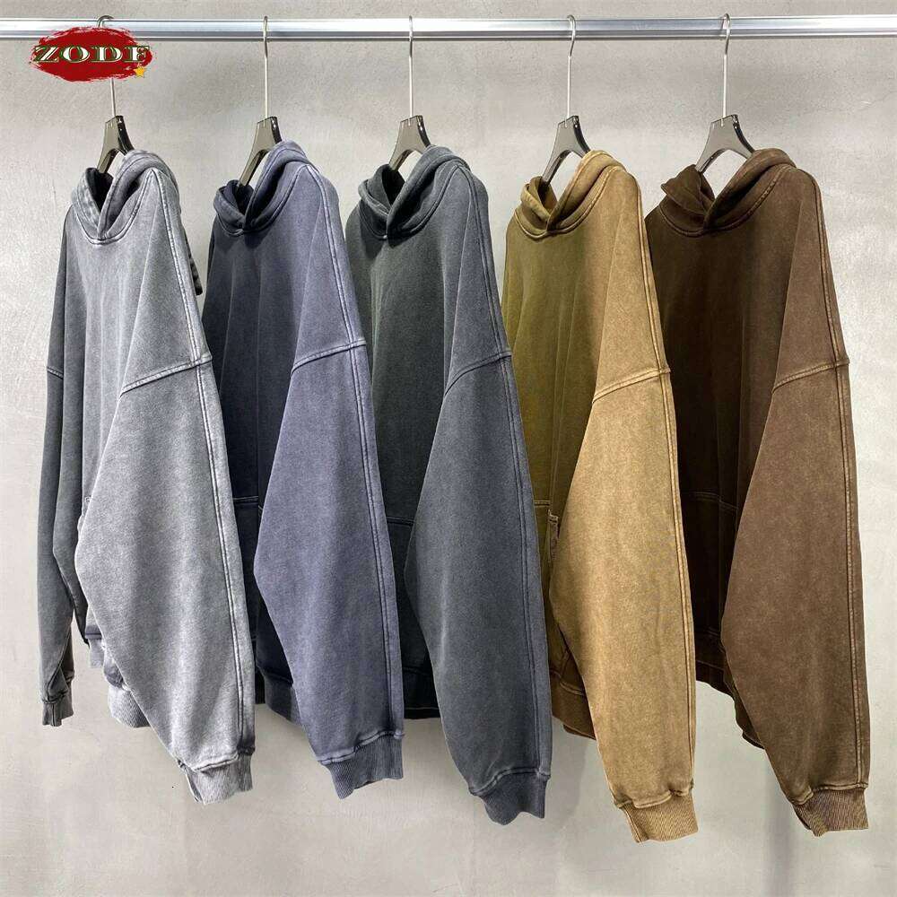 Coats Designer Women ZODF Vintage Batik Washed 420Gsm Cotton Hoodies For Men Unisex Heavyweight Loose Hip Hop Hooded Sweatshirts Pullovers Hy0696 Desi