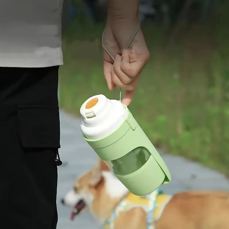 free shipping Portable Water Bottle with Container Foldable 2in1 Pet Travel Bowl Puppy Dog Cat Outdoor Drinking Food Feeder 250527