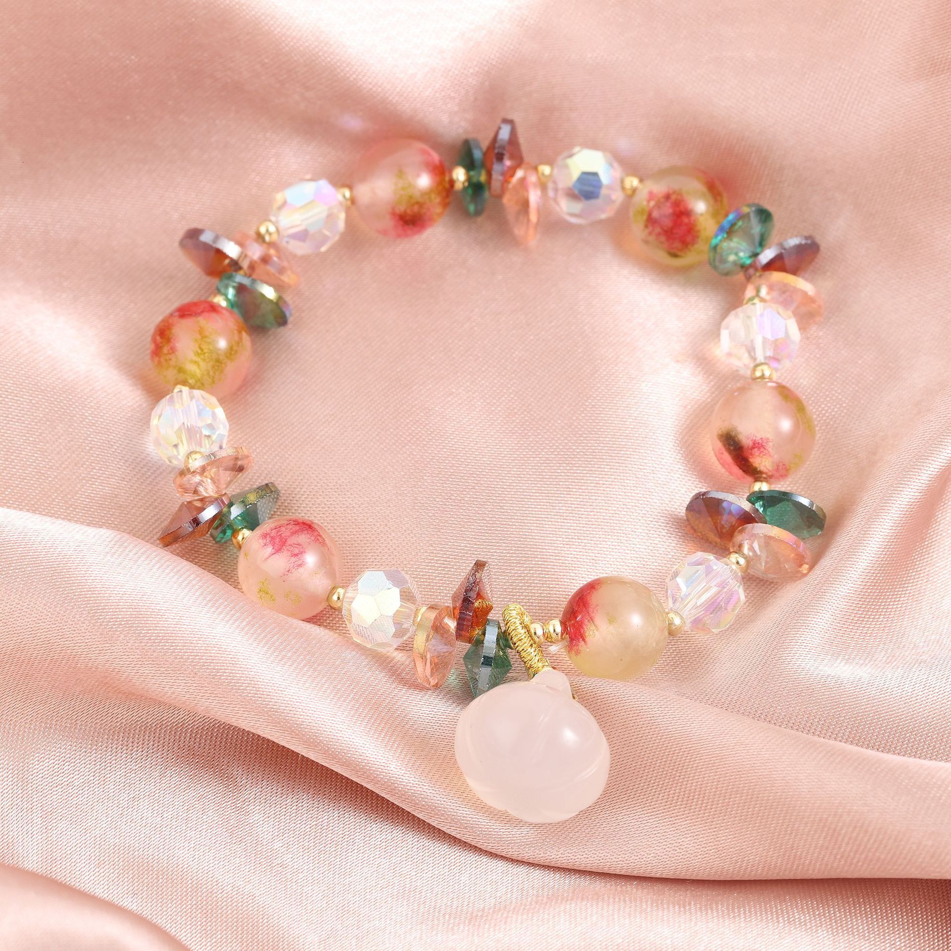 Fashionable rural women's style with colorful electroplated white crystal jade pendant
