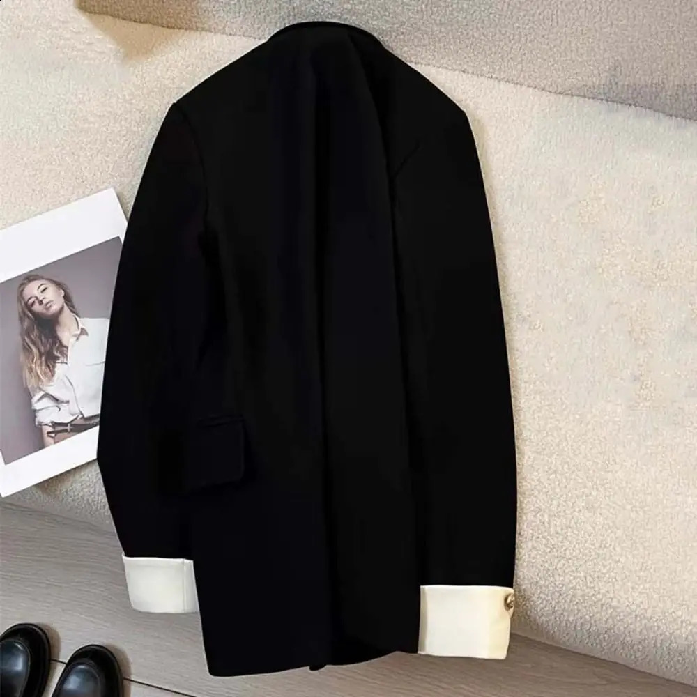 Single-breasted Vintage Suit Jacket Long Sleeve Autumn Spring Professional Office Blazers Korean Style Oversized 250526