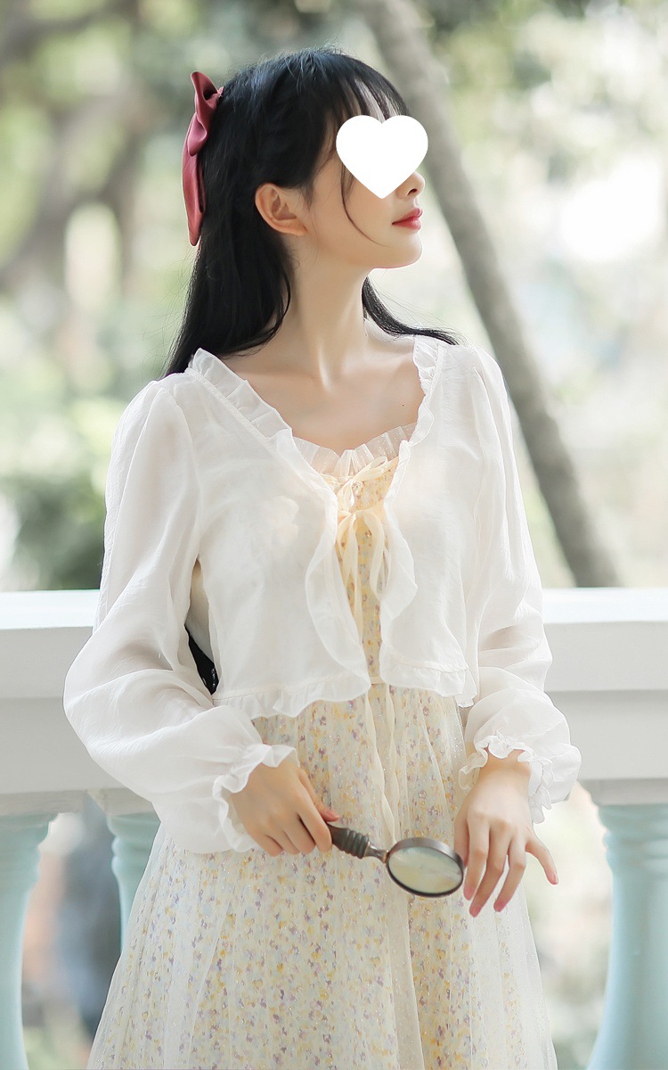 K903 Small jacket with suspender skirt, chiffon sunscreen cardigan, thin women's small shawl outer cover, summer foreign trade agency