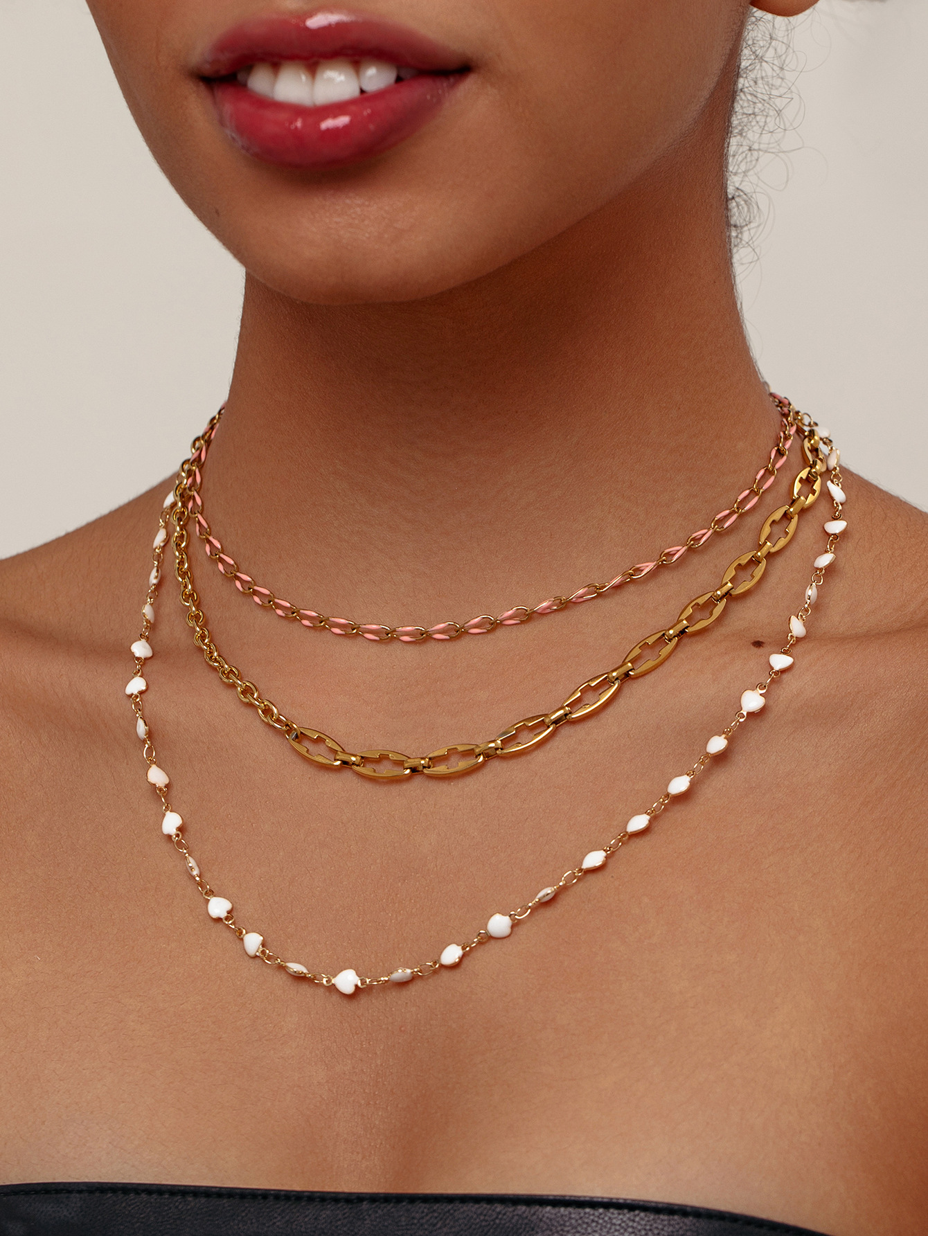 Trendy Vacation Bohemian Style Collarbone High-end Sense Elegant Stainless Steel Gold-plated Color-retaining Necklace