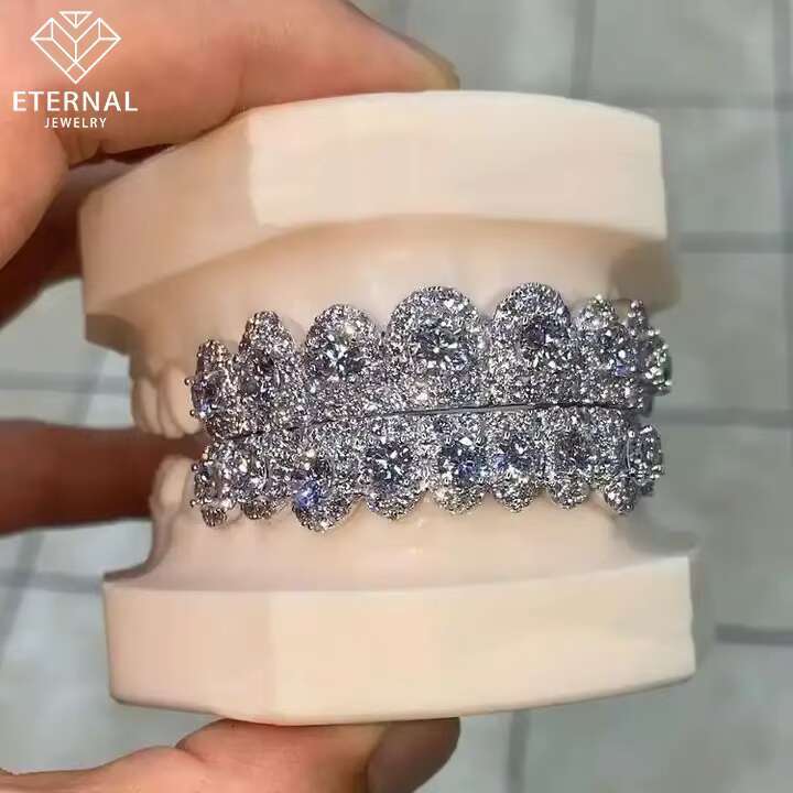 Custom Flawless BBHONEYCOMB Big Stones S925 Silver 10K 14K 18K Solid Gold VVS Moissanite Lab Diamond Iced Out Grillz for Teeth