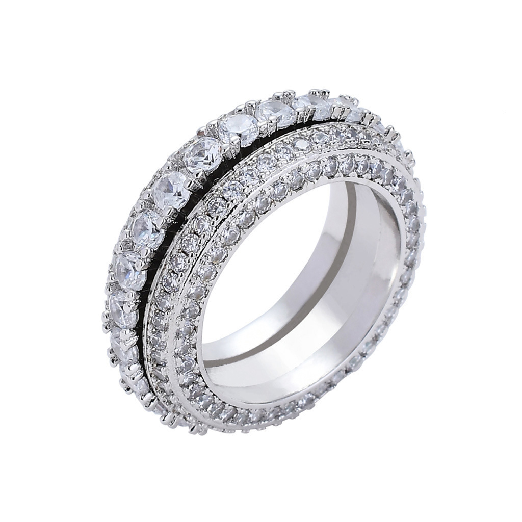 Five rows of Moissanite rotatable ring moissanite