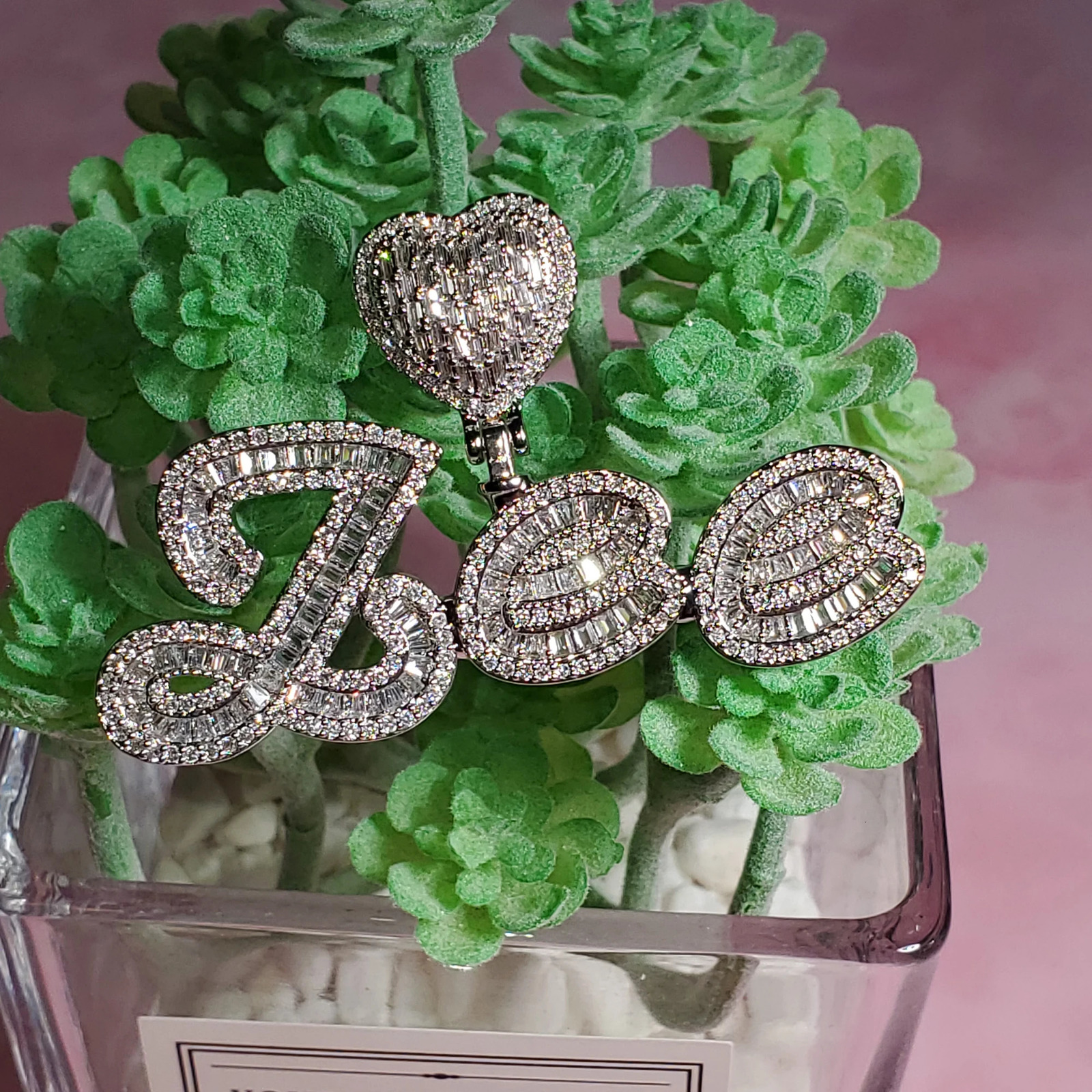 Icy Heart Bail Custom Brush Cursive Letter Name Necklace Pendant Trendy Accessories Personalized Gift for Her Womens Jewel 250529