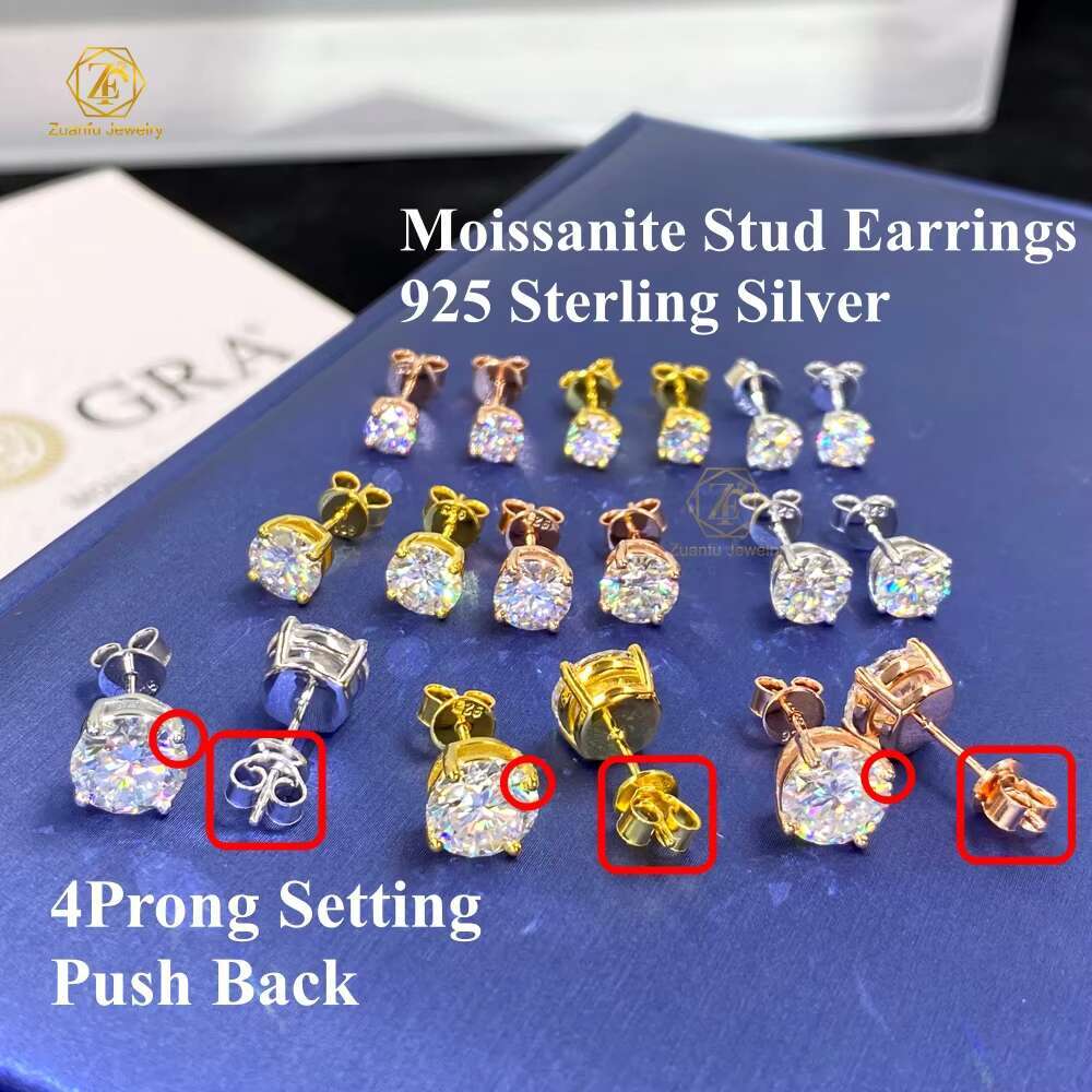 Wholesale Classic Moissanite Earring 925 Silver D Color VVS Clarity Moissanite Diamond Daily Wear Stud Earring for Ladies