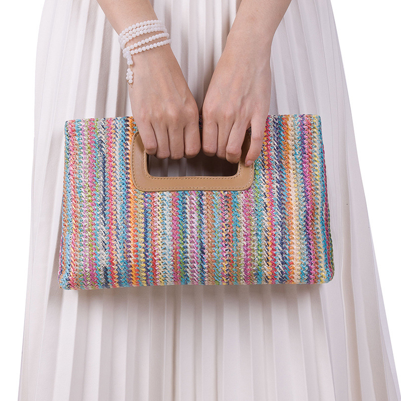 Bag Women 2025 Summer New Outdoor Beach Bag Vacation Style Designers Bag Free Shipping Straw Woven Clutch Detachable Chain Crossbody Bag Cross-border 